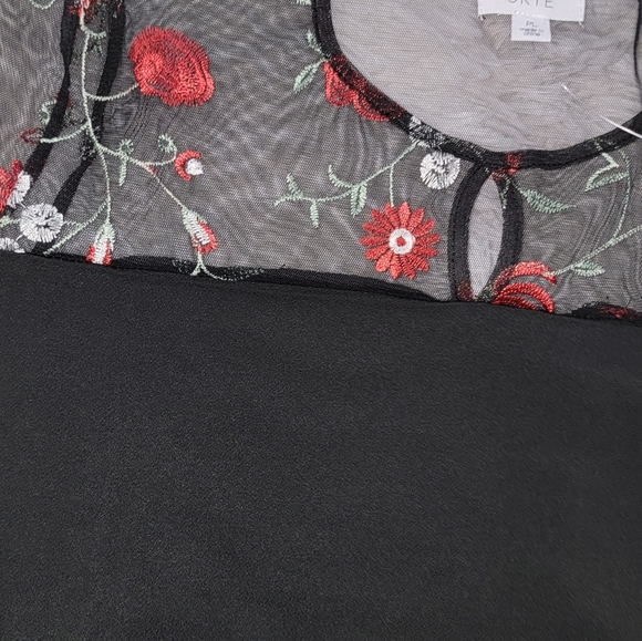 Womans Shirt With Sheer Floral Top - Picture 3 of 10